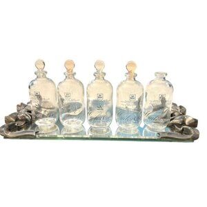 5 Apothecary Glass Bottles Lot - YVES ROCHER Essential Oils Bottles RARE 5 FL OZ